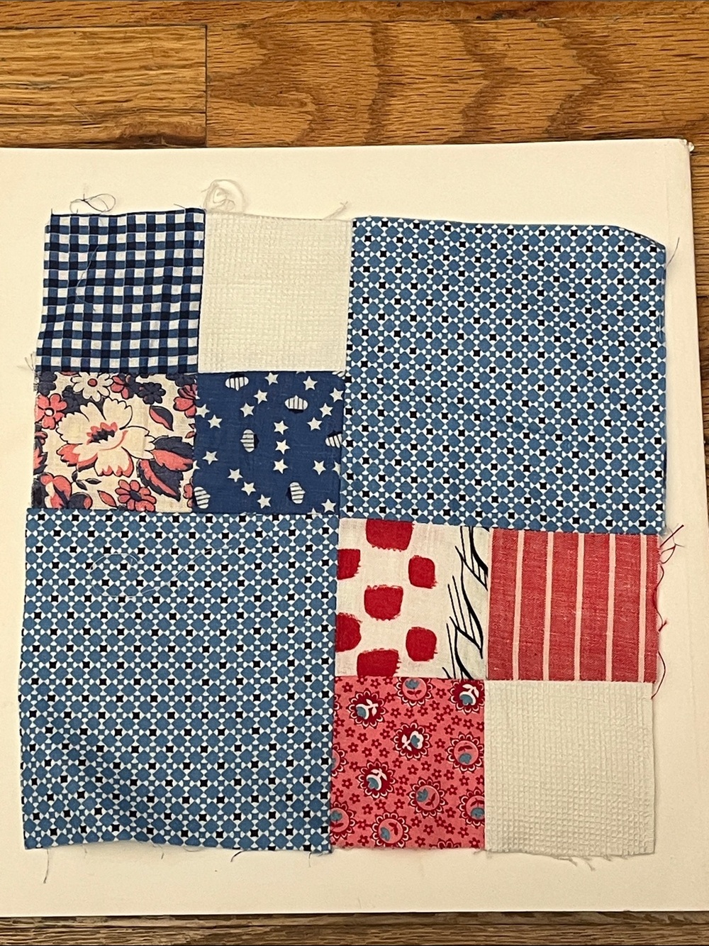USA CLASSiC Patchwork Quilt Block Vintage - Red, White and Blue.
